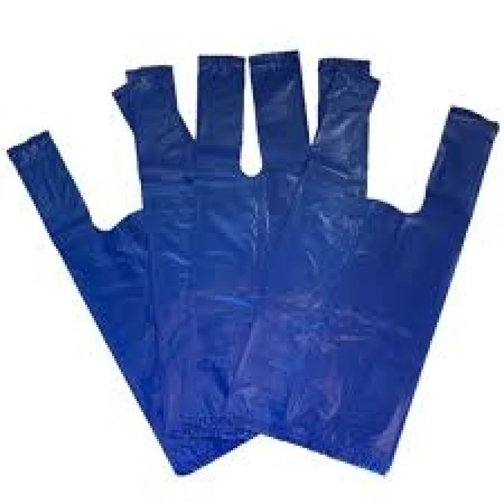 Sacolas Plasticas Alca Camiseta 32X40Cm ( Cento ) Azul