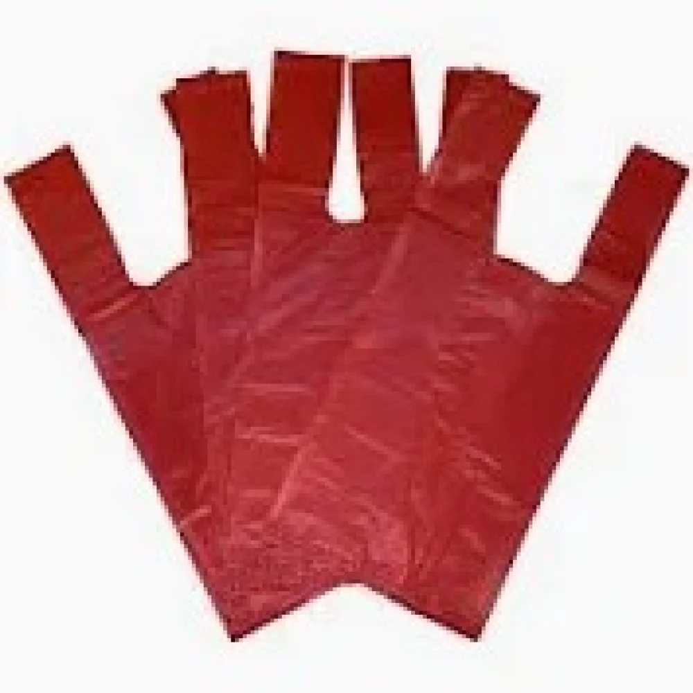 Sacolas Plasticas Alca Camiseta 32X40Cm ( Cento ) Vermelho