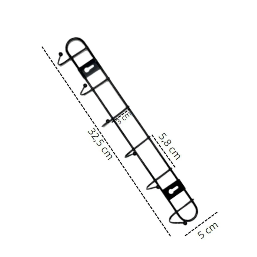 Suporte Tipo Cabide Aramado Preto com 06 Ganchos de Utilidades