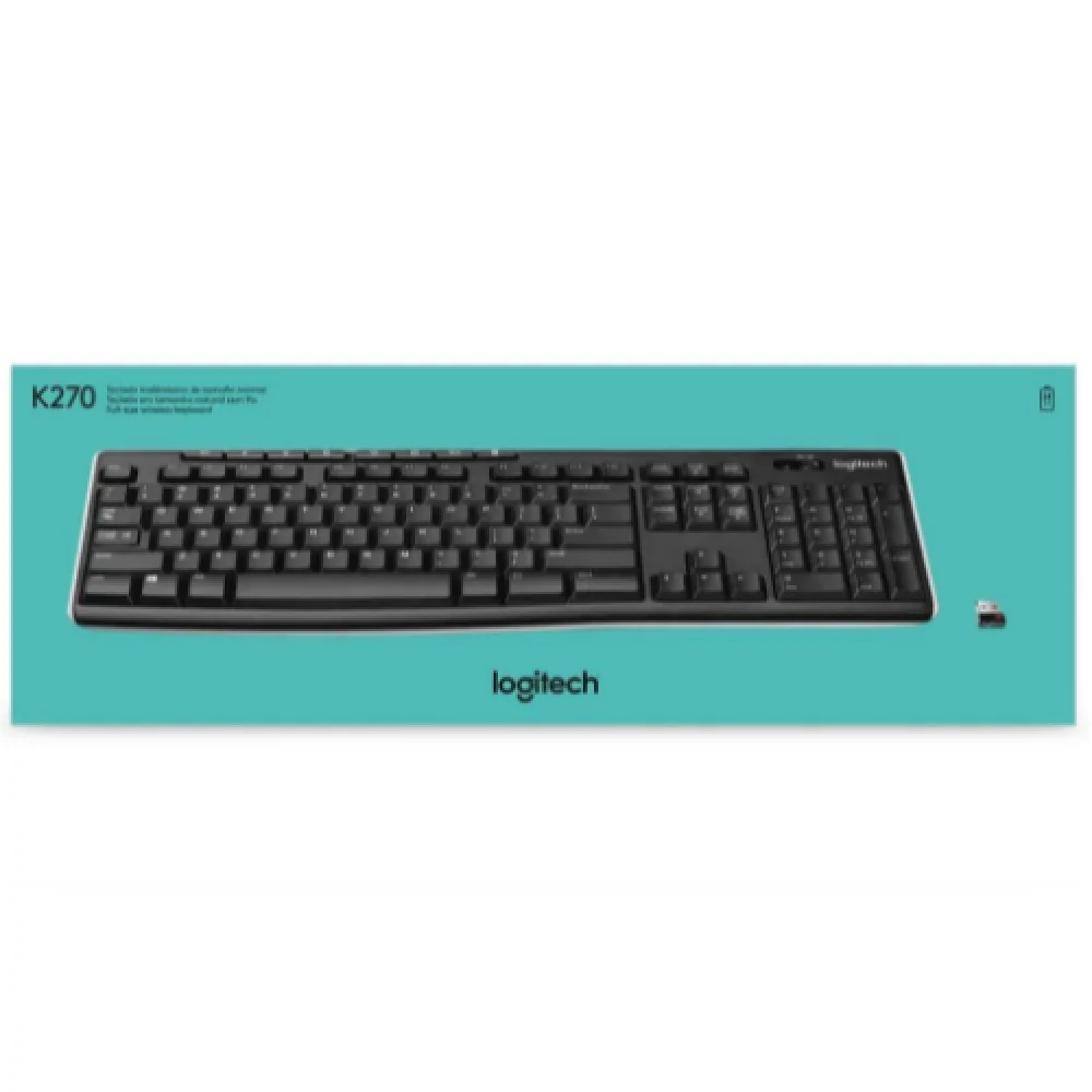 Teclado S/Fio Wireless K270 Preto/Prata Logitech