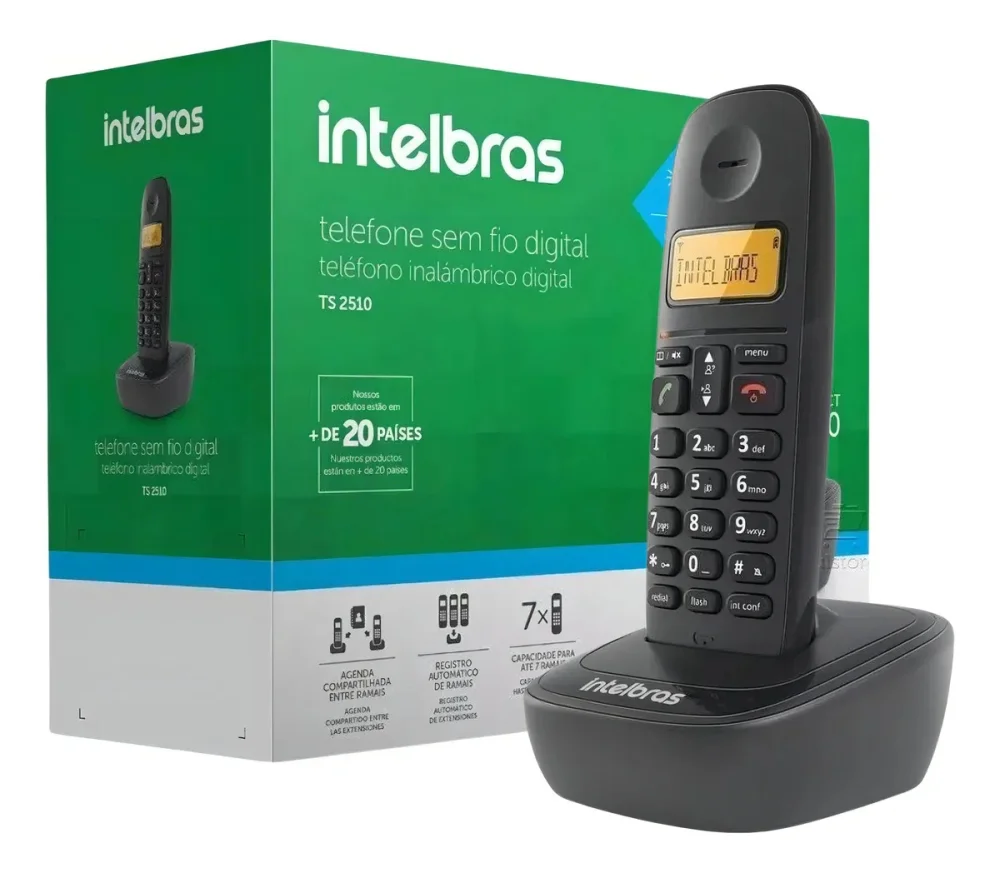 Telefone S/Fio Ts 2510 Preto Intelbras