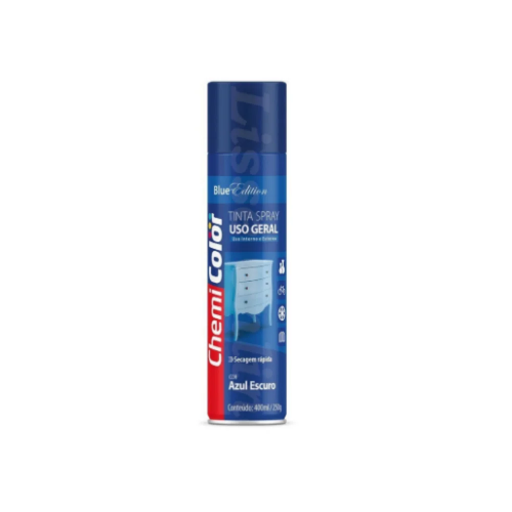 Tinta Spray Azul Escuro Brilhante 400Ml. Chemicolor