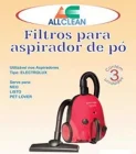 Filtro de Aspirador de Po Eletrolux Neo Listo Pet Lov com 03 Unid