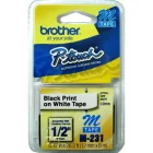 Fita para Rotulador Brother 12Mm X 8M Branca/Preto M231