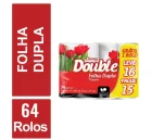 PAPEL HIGIENICO FOLHA DUPLA 30 MTX 64 ROLOS DOUBLE PROMOCAO