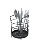 Porta Talheres Aramado Inox com Base Preta Ref. 622P