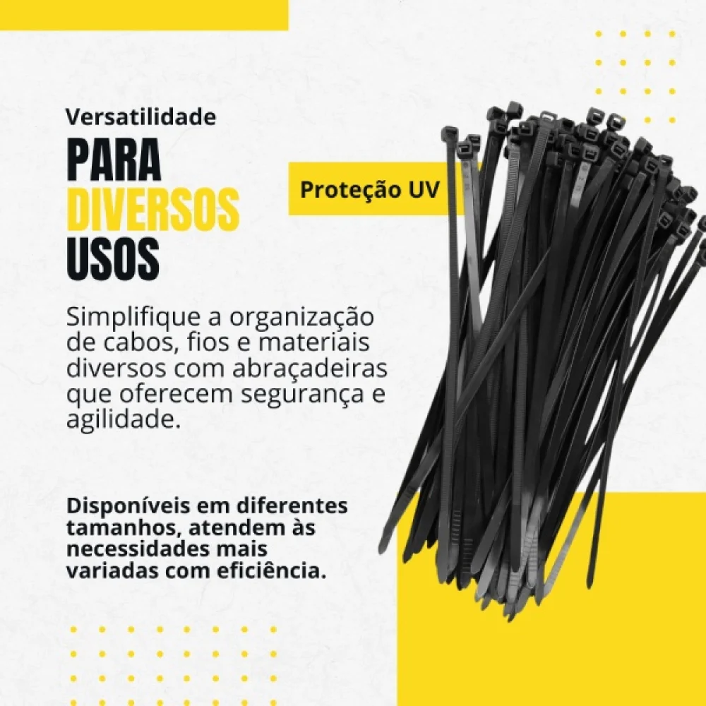 Abraçadeiras de Nylon 4,8X300Mm 100 Unidades Tnt Branca