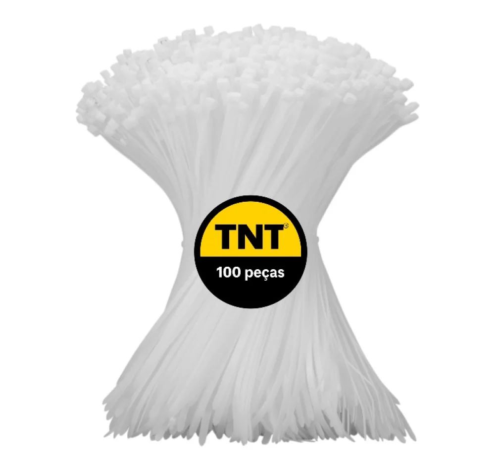 Abraçadeiras de Nylon 4,8X200Mm 100 Unidades Tnt Branca