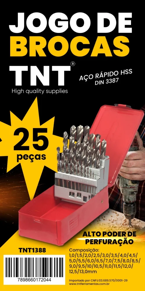 Broca Aco Rap 338N Jogo Tnt 1,0-13,0Mm 25Pçs