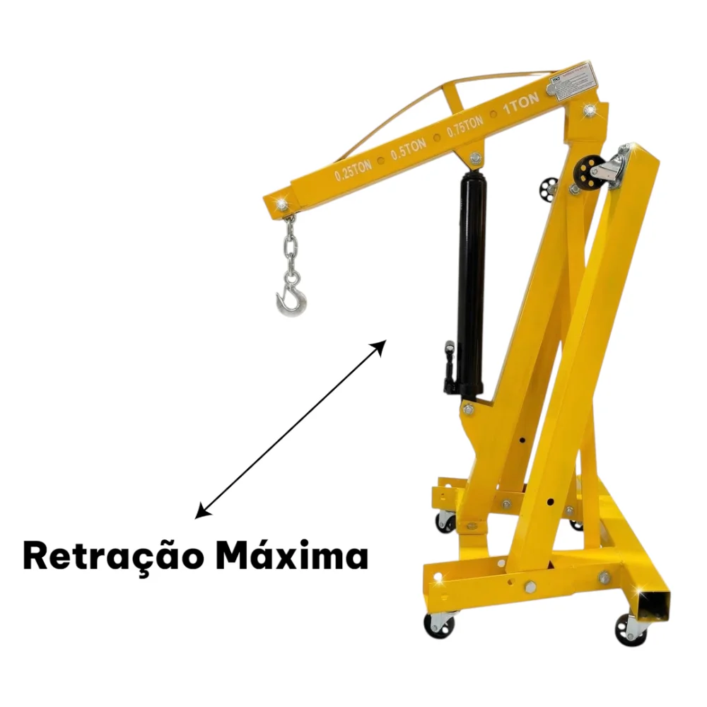 Guincho Hidráulico Retrátil Girafa 1 Tonelada 1000Kg Tnt - Braço Regulável e Pernas Dobráveis