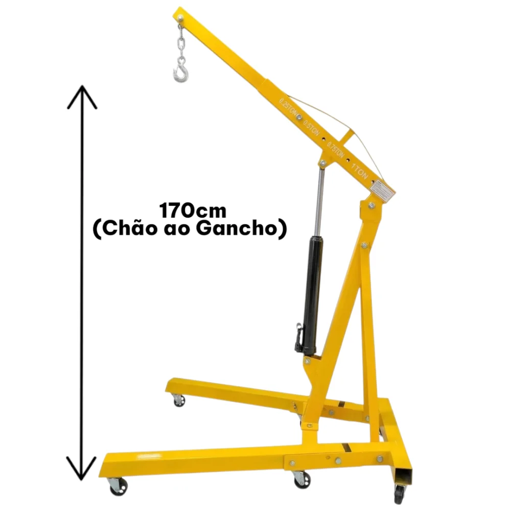 Guincho Hidráulico Retrátil Girafa 1 Tonelada 1000Kg Tnt - Braço Regulável e Pernas Dobráveis