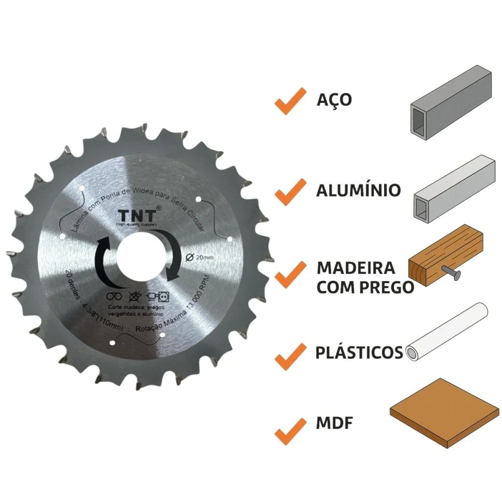 Lâmina Circular Multicorte 110 X 20 X 20 Dentes