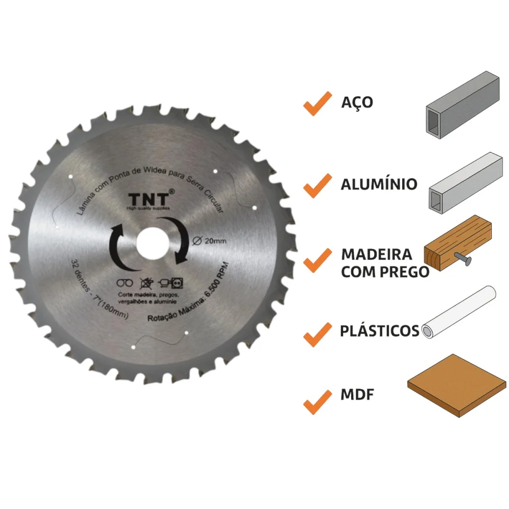 Lâmina Circular Multicorte 180 X 20 X 32 Dentes