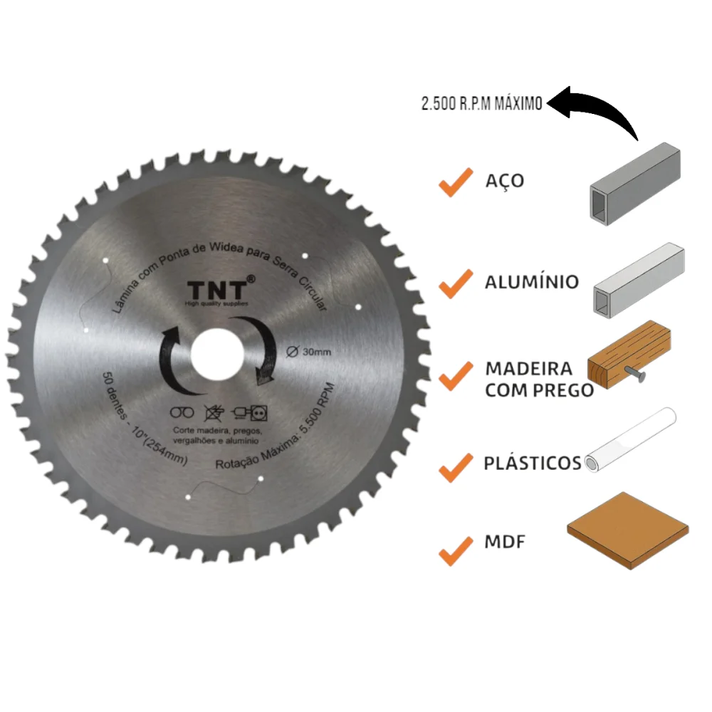 Lâmina Circular Multicorte 250 X 30 X 50 Dentes