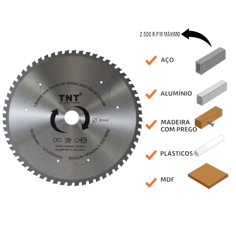 Lâmina Circular Multicorte 300 X 30 X 60 Dentes