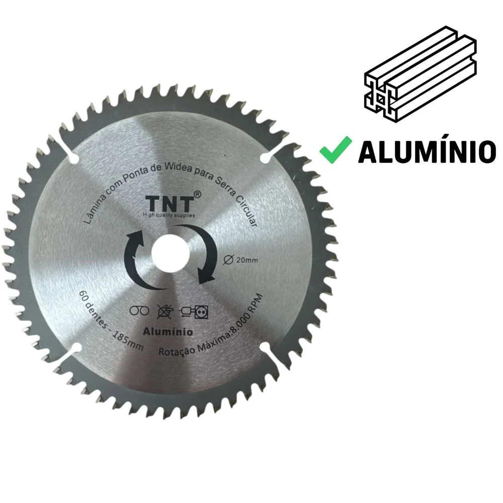 Lâmina Serra Circular Alumínio Tnt 185X20X60 Dentes (07")