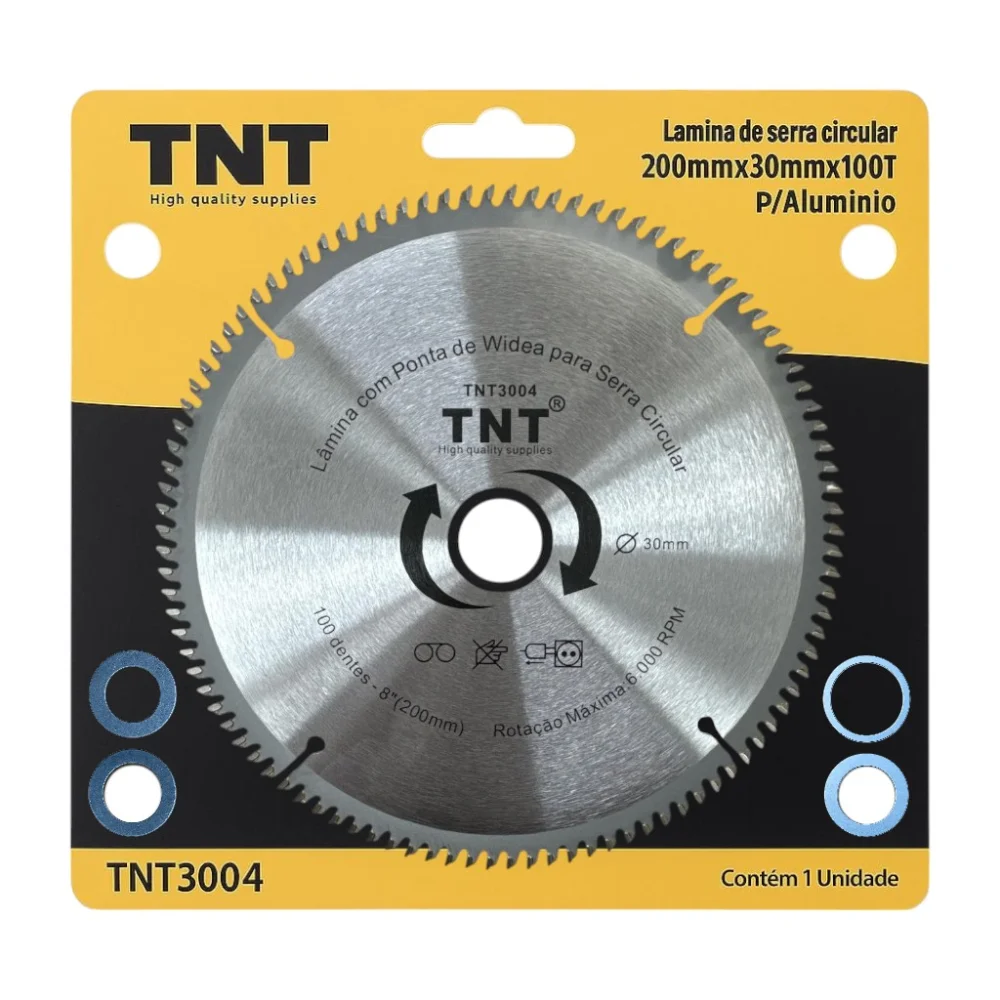 Lâmina Serra Circular Aluminio Tnt 200X30X100 Dentes (08")