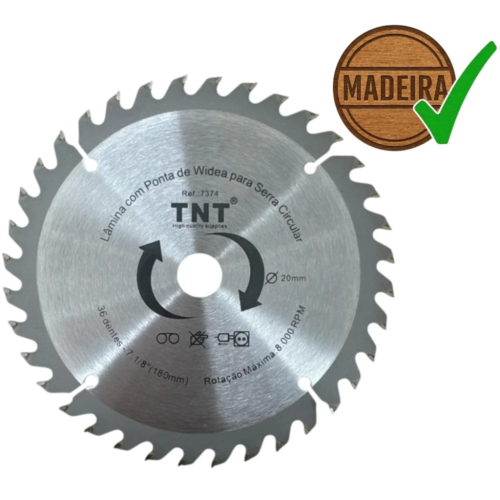 Lâmina Serra Circular Madeira Tnt 180X20X36 Dentes (7. 1/8")