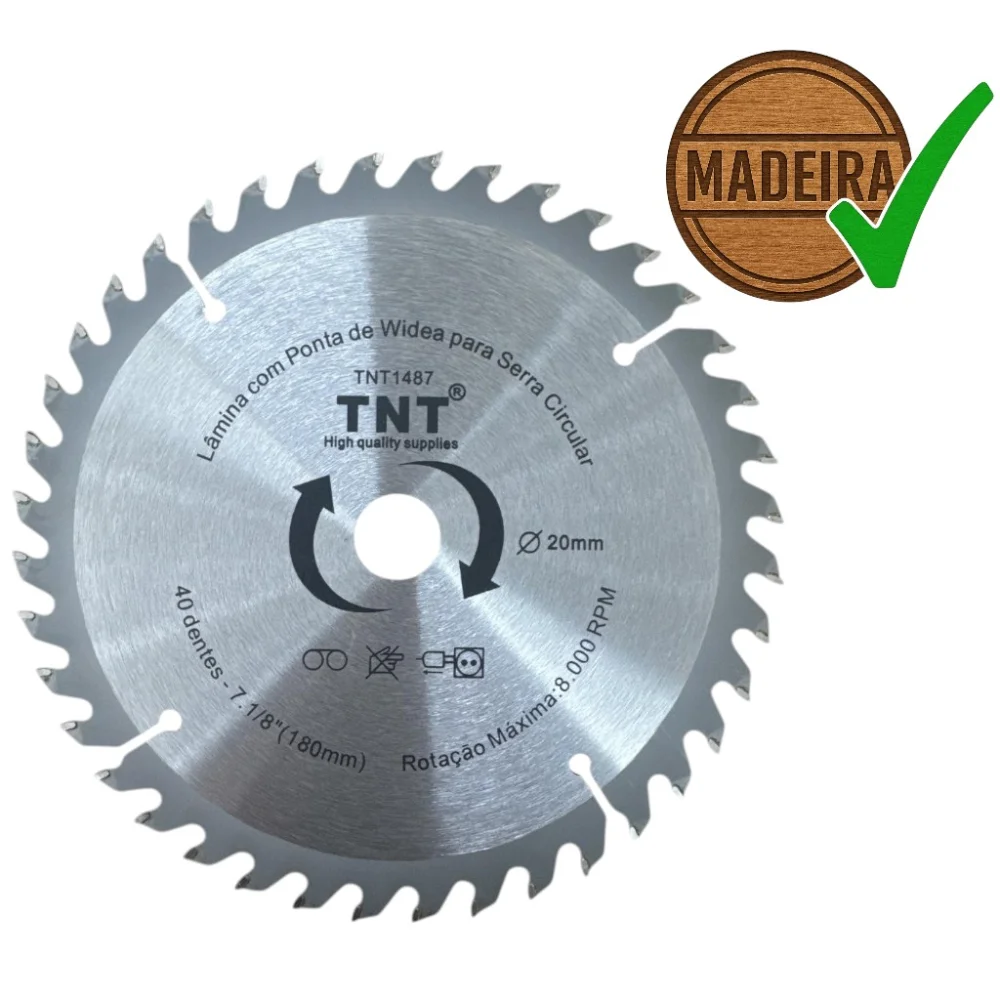 Lâmina Serra Circular Madeira Tnt 180X20X40 Dentes (7. 1/8")