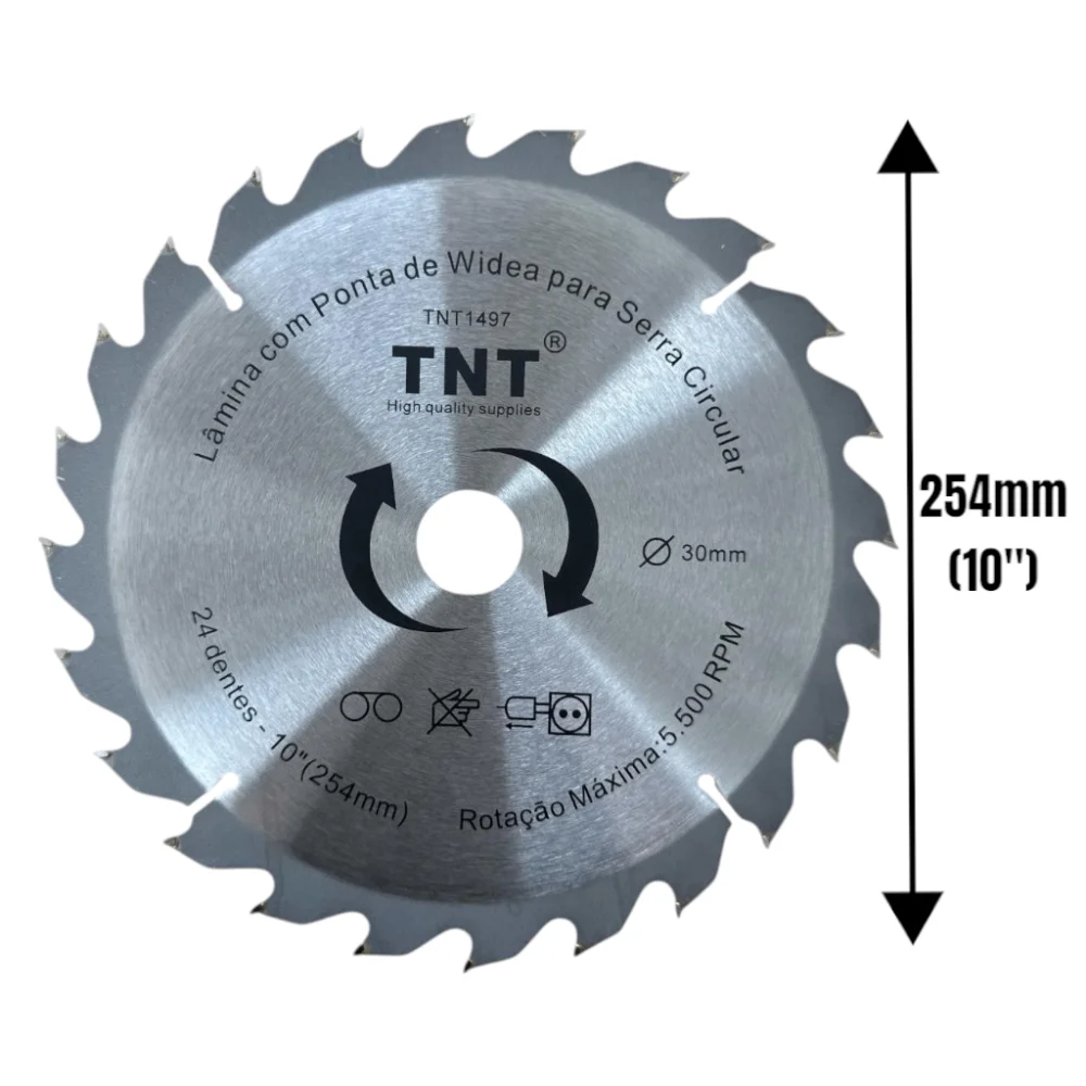 Lâmina Serra Circular Madeira Tnt 250X30X24 Dentes (10")