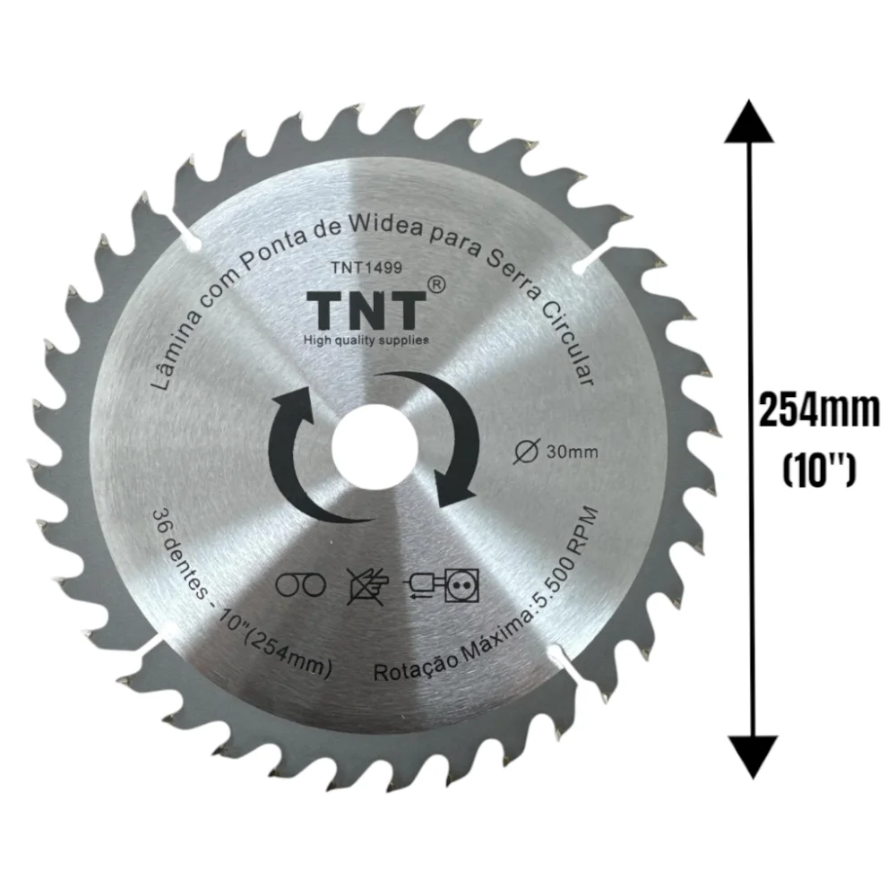 Lâmina Serra Circular Madeira Tnt 250X30X36 Dentes (10")