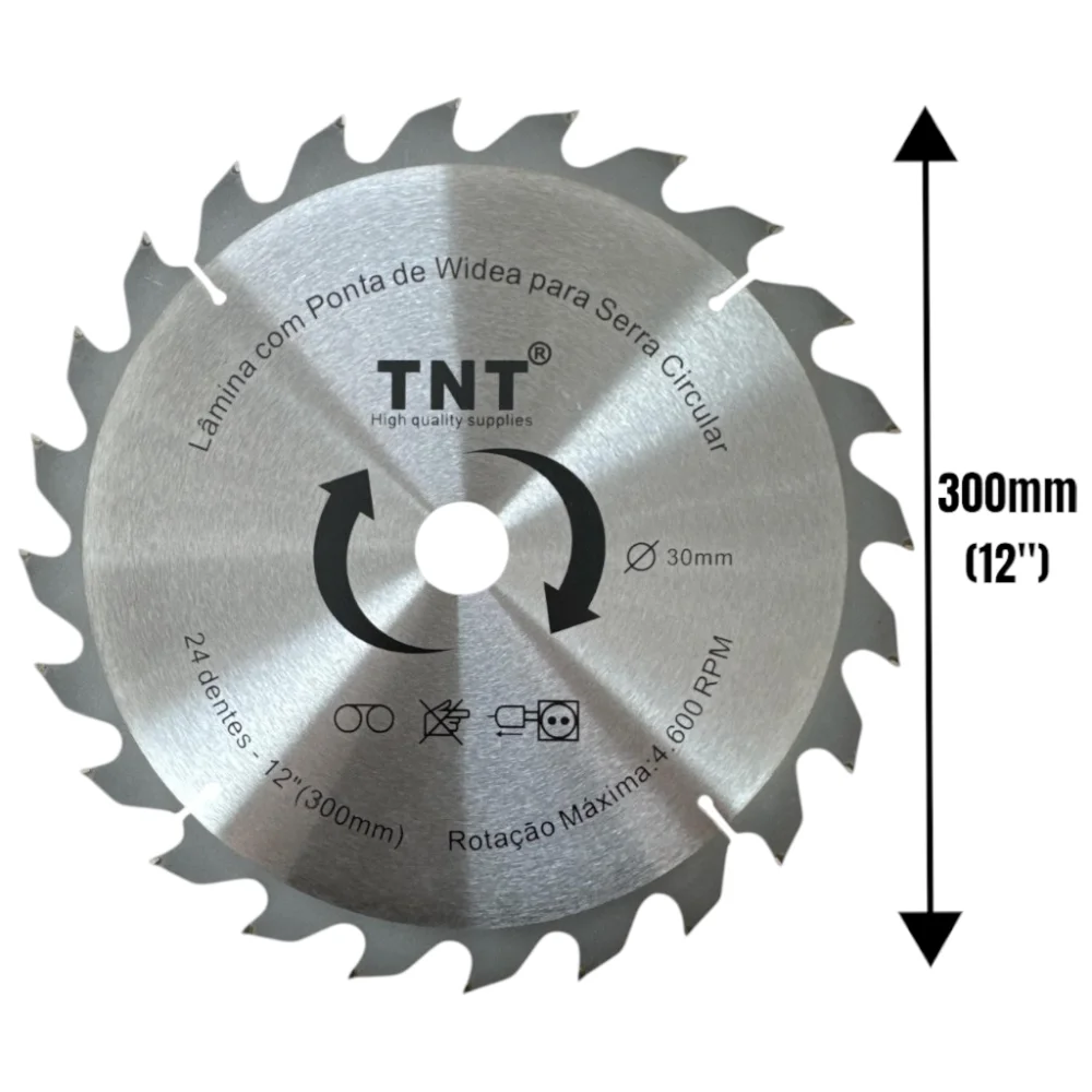 Lâmina Serra Circular Madeira Tnt 300X30X24 Dentes (12")