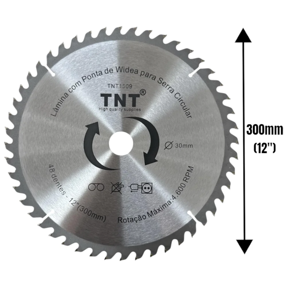 Lâmina Serra Circular Madeira Tnt 300X30X48 Dentes (12")