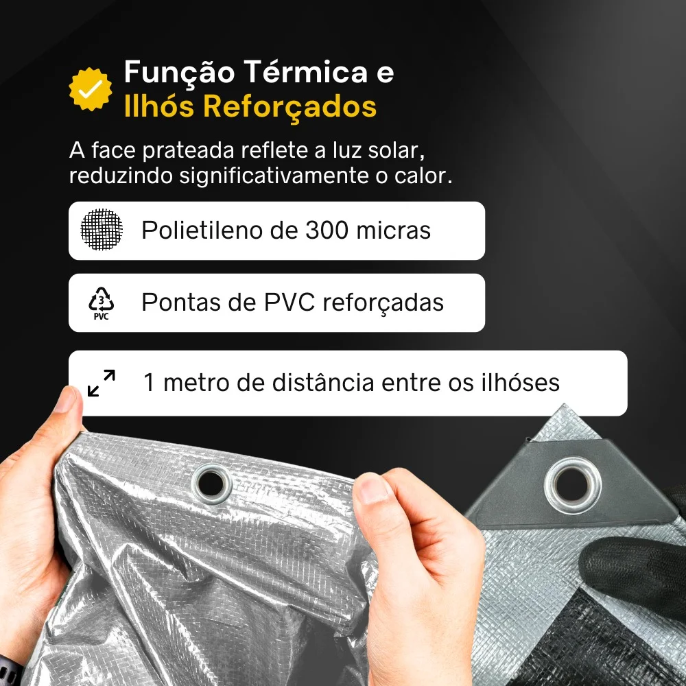 Lona Pronta Tnt Prata/Preta Grossa 300Mic 03X03M