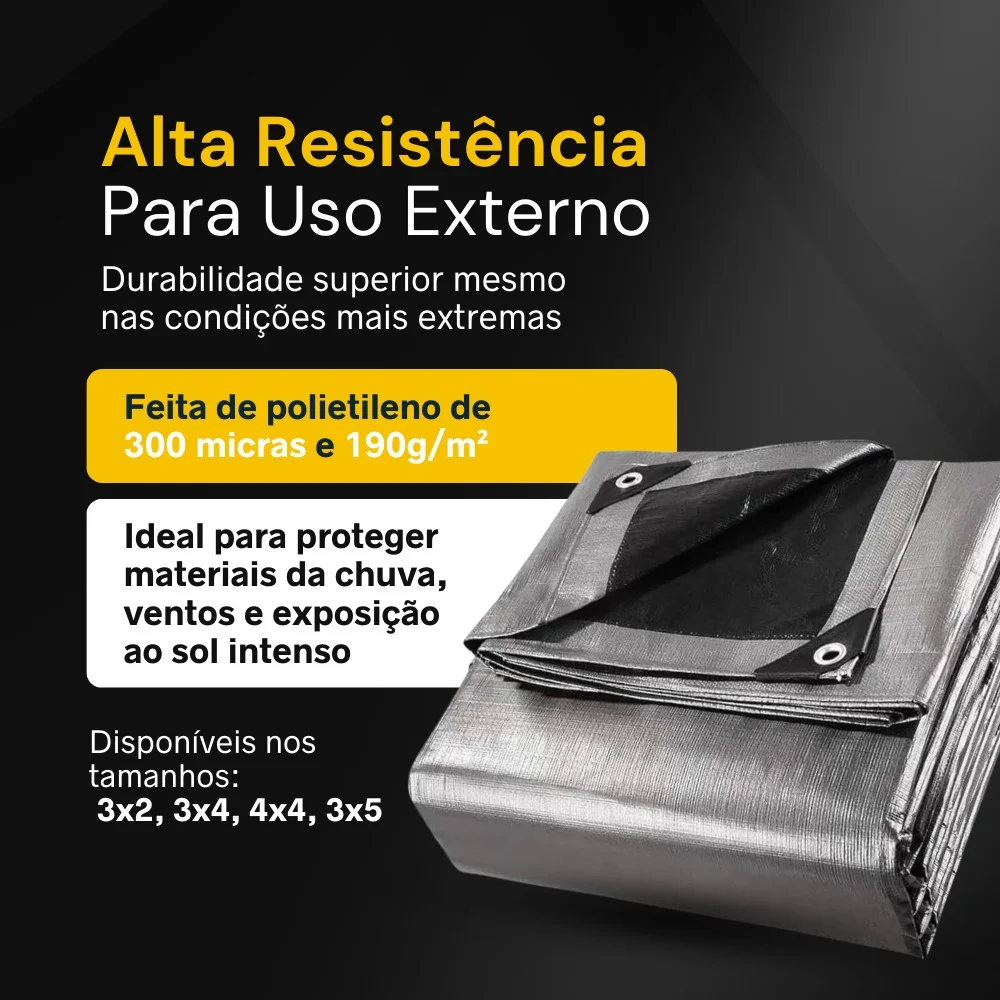 Lona Pronta Tnt Prata/Preta Grossa 300Mic 04X05M
