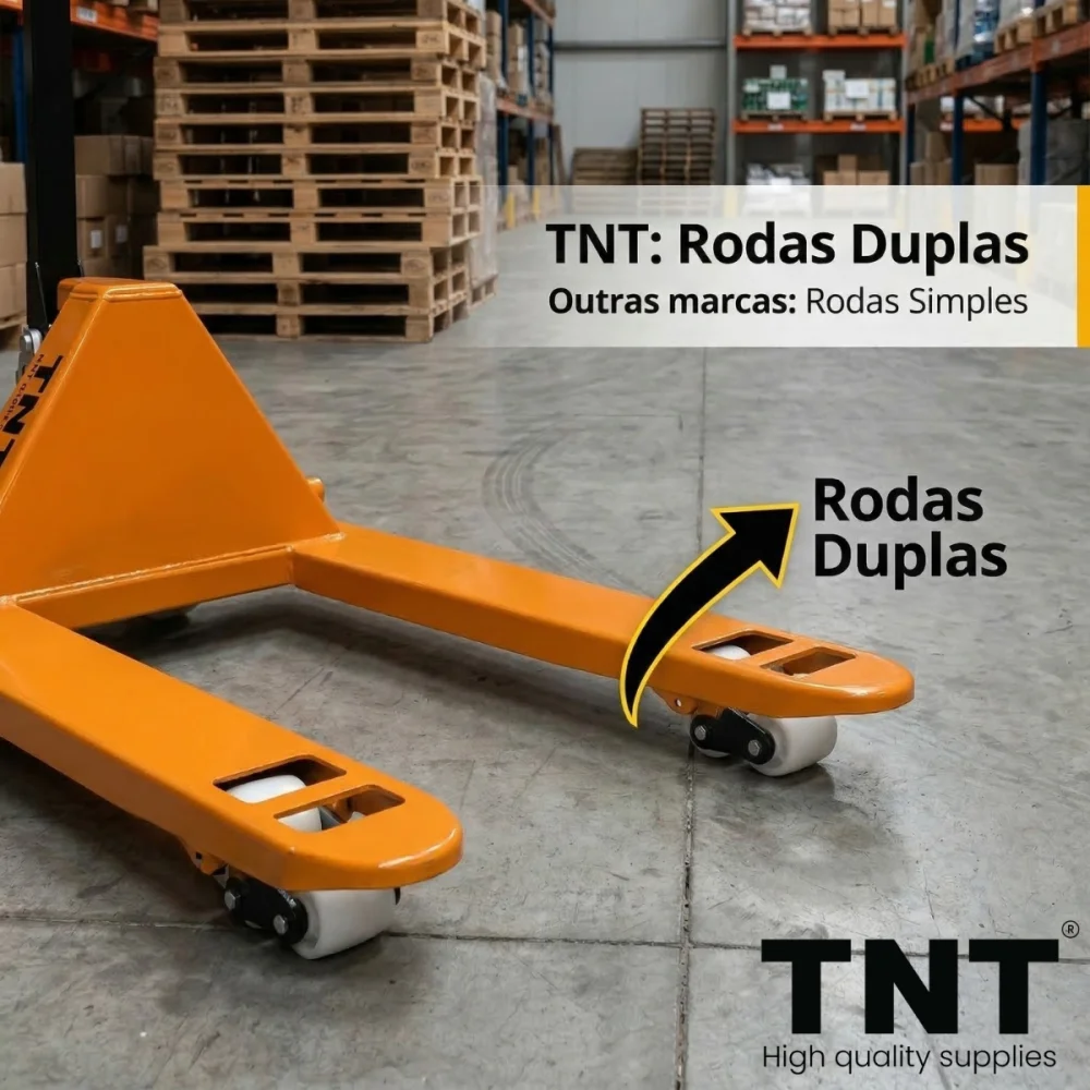Paleteira Manual 2 Toneladas Garfo 1200Mm X 685Mm Aço Carbono Reforçado Tnt com Roda Dupla de Nylon