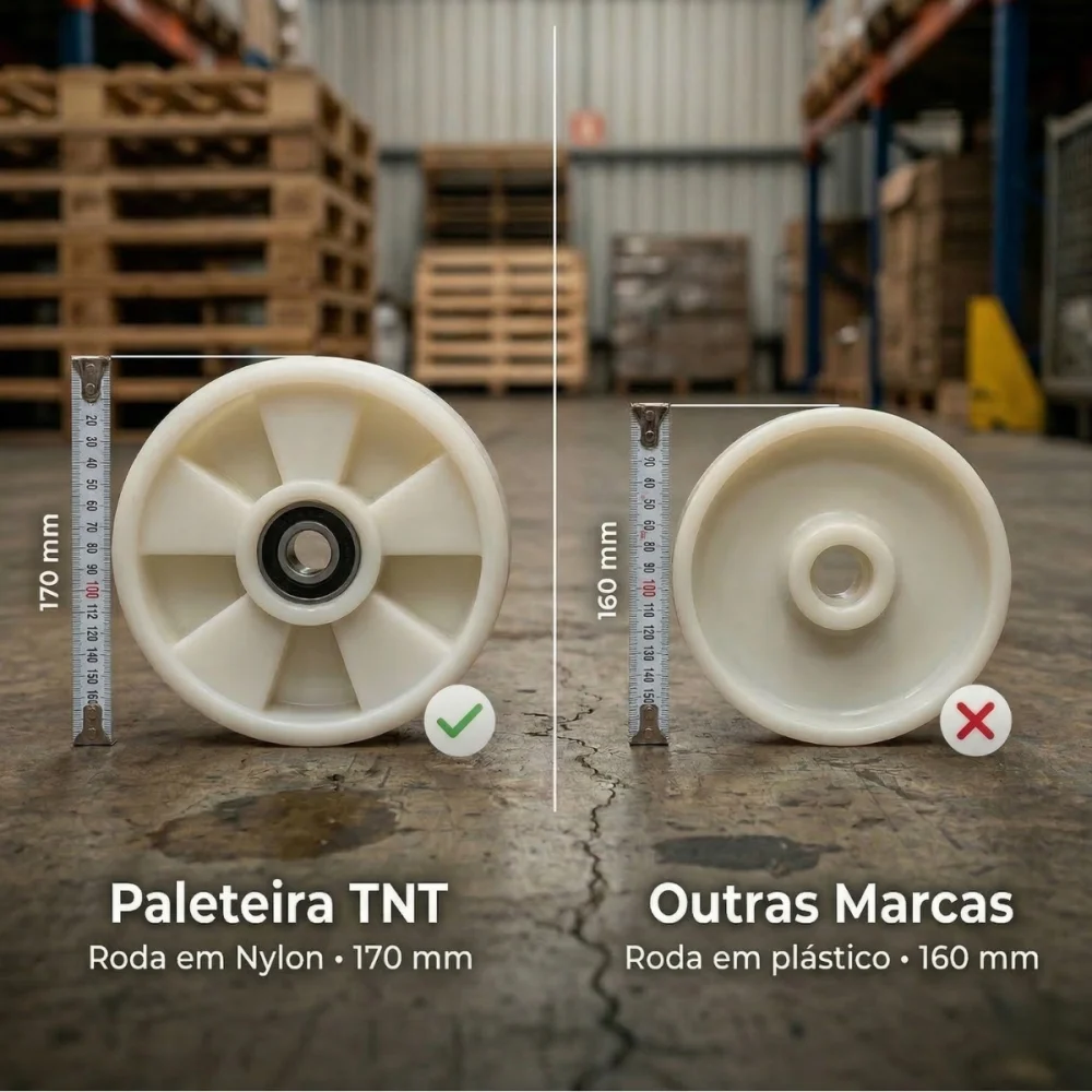 Paleteira Manual 2 Toneladas Garfo 1200Mm X 685Mm Aço Carbono Reforçado Tnt com Roda Dupla de Nylon