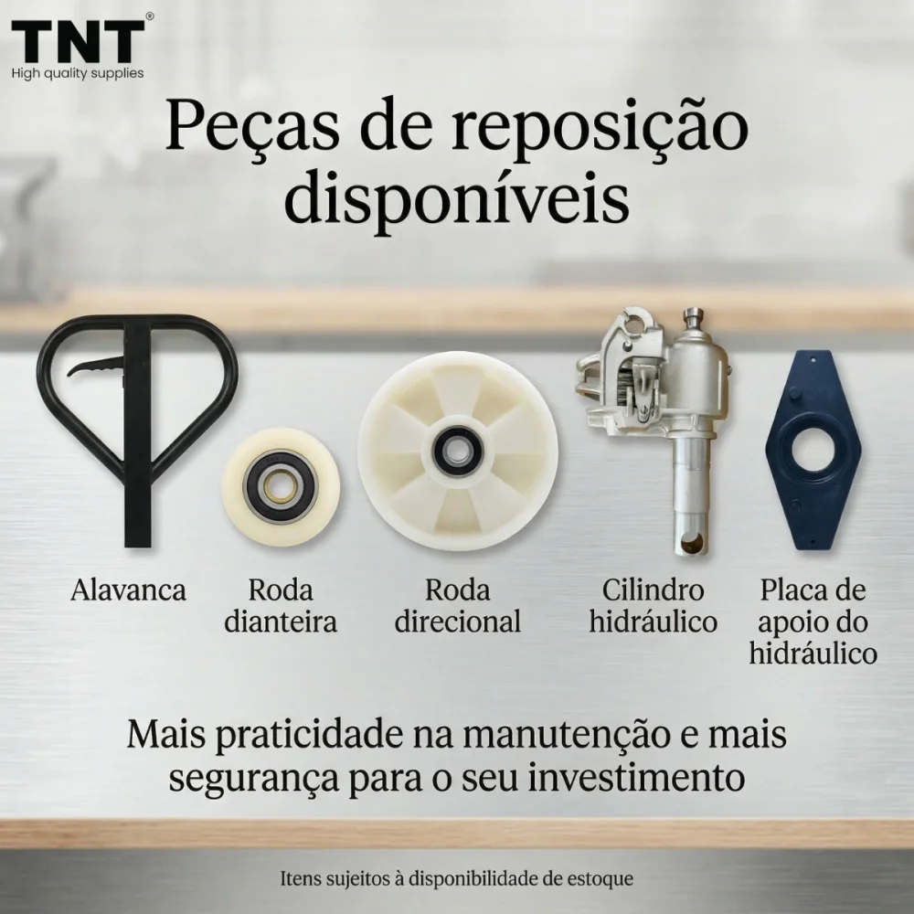 Paleteira Manual 3 Toneladas Garfo 1200Mm X 550Mm Aço Carbono Reforçado Tnt com Roda Dupla de Nylon