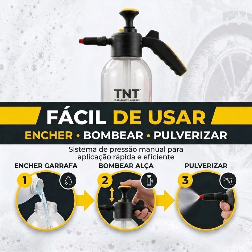 Pulverizador Espuma Snow Foam 2 Litros Compressão Manual Tnt - Água, Químicos e Espuma