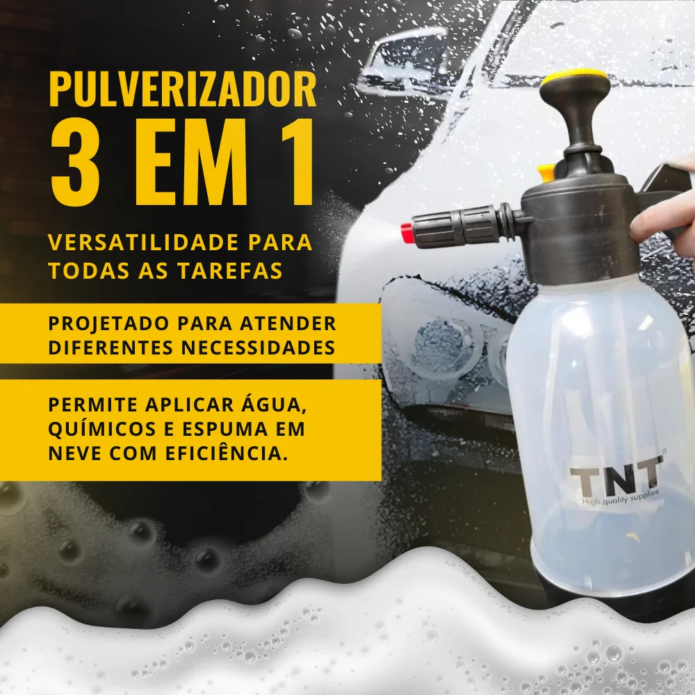 Pulverizador Espuma Snow Foam 2 Litros Compressão Manual Tnt - Água, Químicos e Espuma