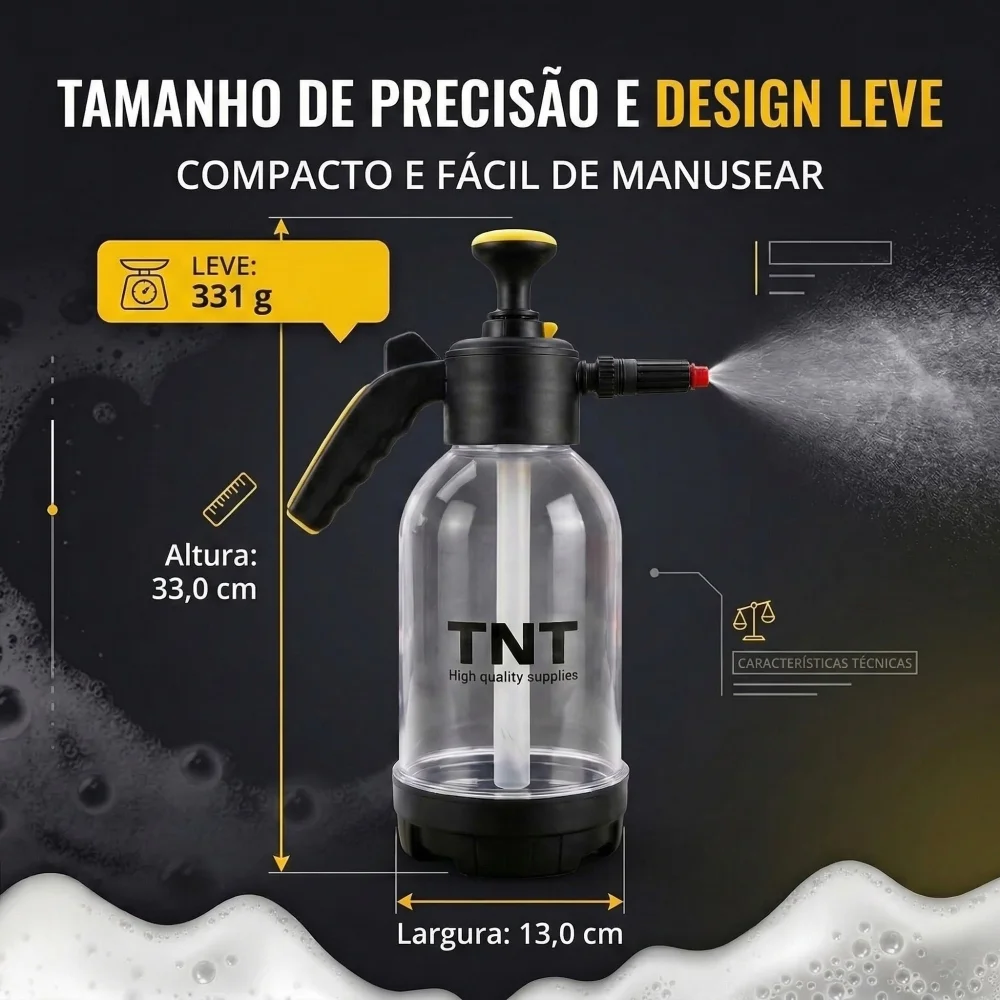 Pulverizador Espuma Snow Foam 2 Litros Compressão Manual Tnt - Água, Químicos e Espuma