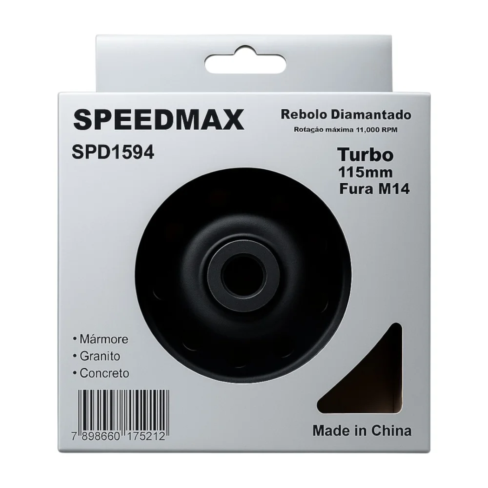 Rebolo Prato Diamantado Speedmax 115Mm Turbo Rosca M14