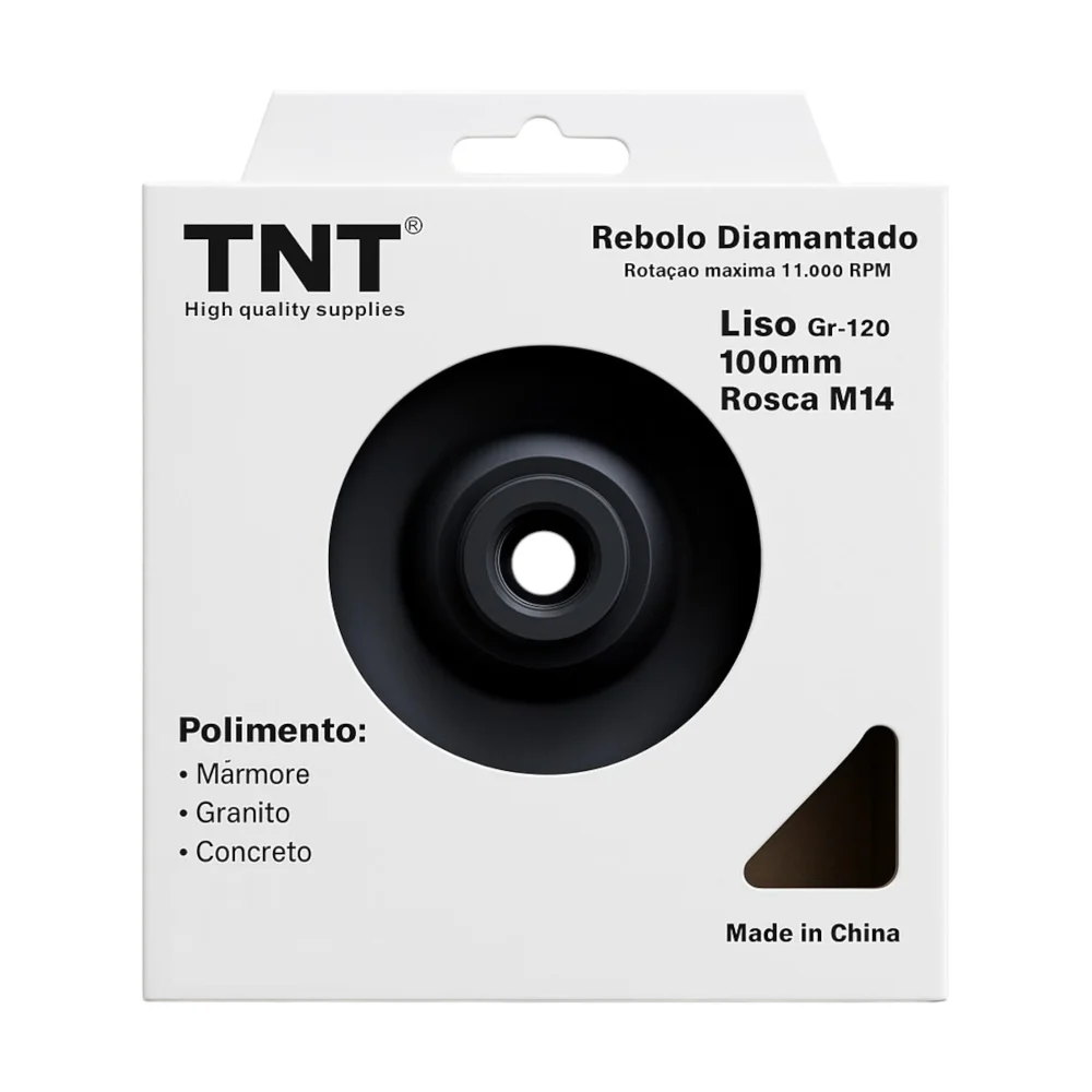 Rebolo Prato Diamantado Tnt 100Mm Grão 120 M14