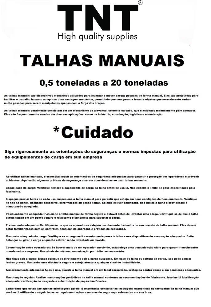 Talha Tnt Redonda 01 T Corrente 3 Metros