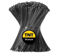 Abraçadeiras de Nylon 7,6X400Mm 50 Unidades Tnt Preta Abraçadeiras de Nylon 7,6X400Mm 50 Unidades Tnt Preta