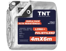 Lona de Polietileno Prata/Preta Dupla Face 300 Micras 04X06M Tnt