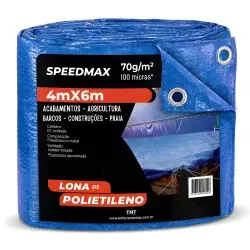 Lona 4M X 6M Encerada de Polietileno 100 Micras Azul Tnt com Ilhós Metálicos 70G/M²