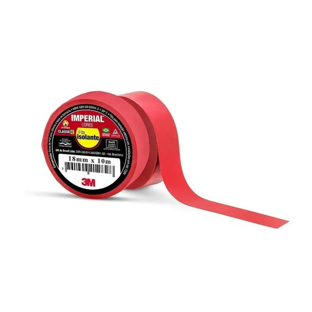 Fita Isolante Vermelha 18 mm x 10 metros - 3M