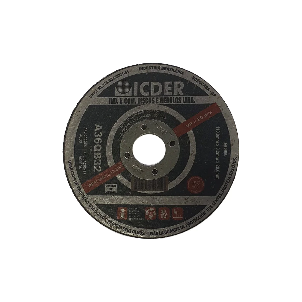 Disco de Corte 4.1/2" x 1/8" x 13/16" - Icder