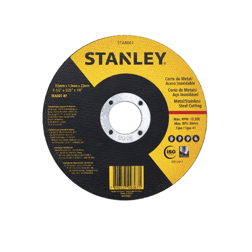 Disco de Corte 4.1/2" x 3/64" x 7/8" - Stanley