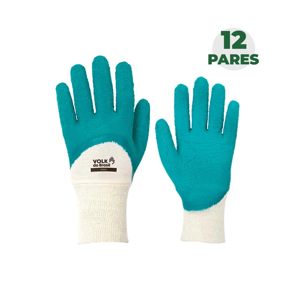 Combo Luva Nitrilon Dorso e Punho Verde Slim Tamanho GG com 12 Pares - Volk