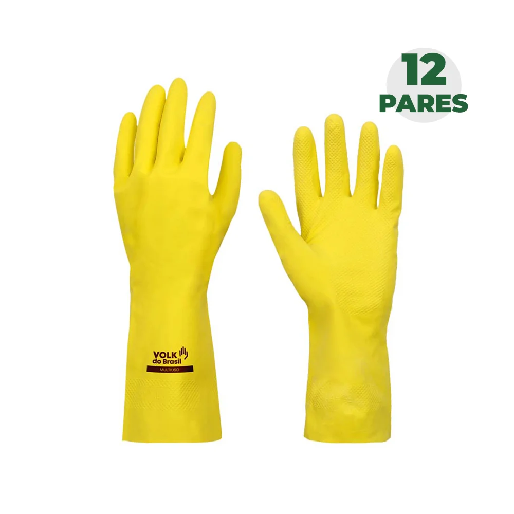 Combo Luva de Látex Amarela Slim Tamanho XG com 12 Pares - Volk