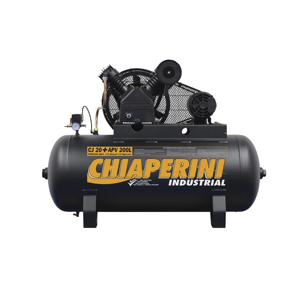 Compressor de Ar 5 HP 175 psi 200 litros CJ 20+ APV 200L Trifásico - Chiaperini