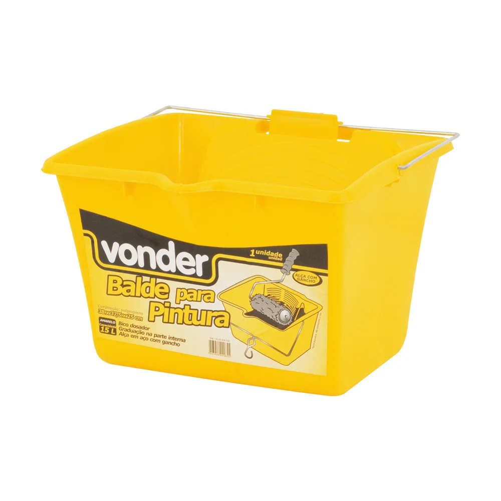 Balde Caçamba para Pintura 15 litros Amarelo - Vonder