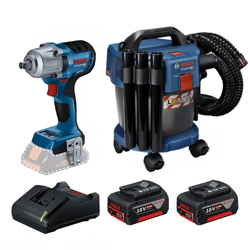 Aspirador GAS18 e Chave de Impacto GDS18 2Bat 18V 4Ah - Bosch