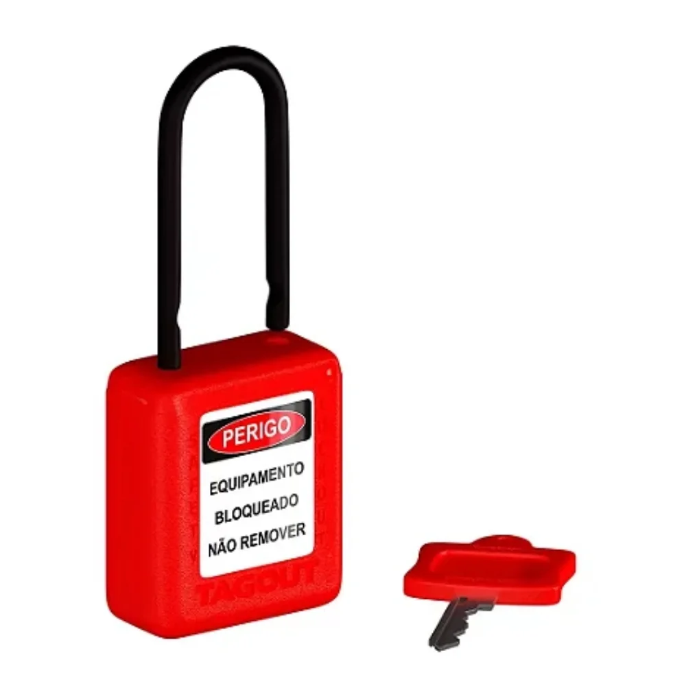 Cadeado Vermelho de Bloqueio 38mm Haste de Plast CPAM14004CD - Tagout